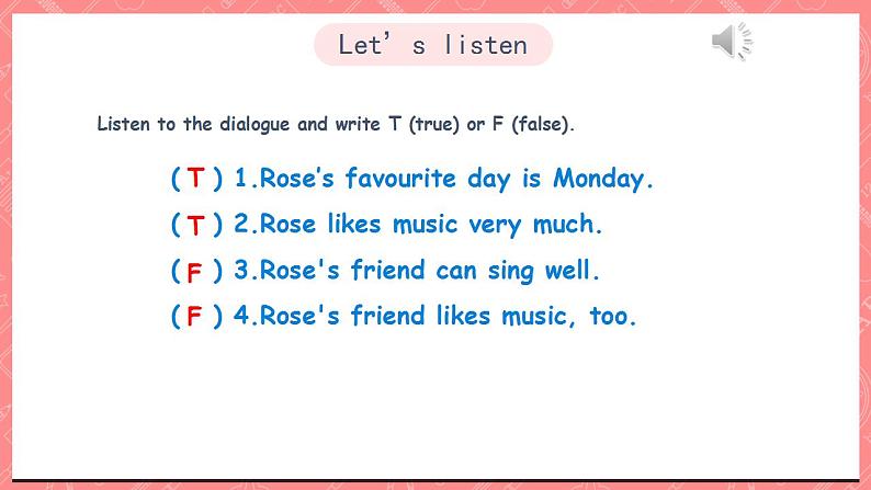 川教版英语五上 Unit 1 Lesson 2 《I Have Music Class on Friday》 第三课时课件+教案+习题03