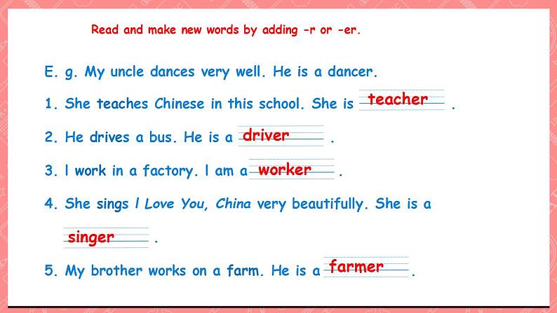 川教版英语五上 Unit 3 Lesson 3 《What’s Your Father's Job》 第三课时 课件+教案+习题07