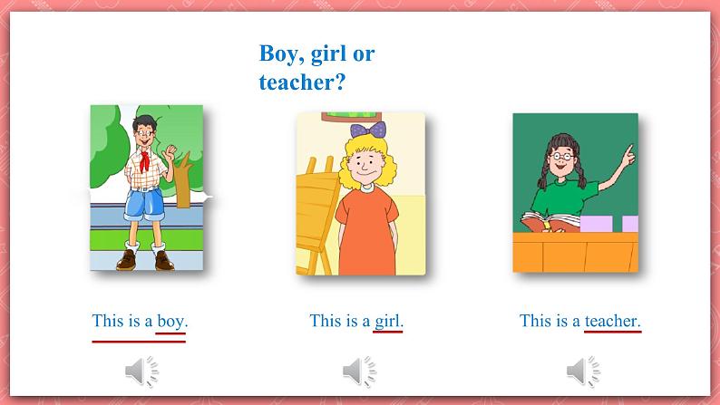 冀教版英语三上 Unit 1 Lesson 2 《Boy，Girl and Teacher》课件04