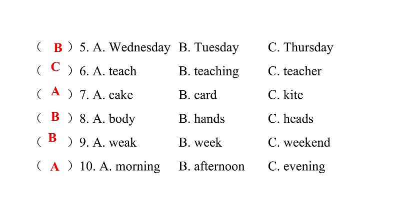 PEP版小学英语六年级上册Unit3综合能力评价课件05