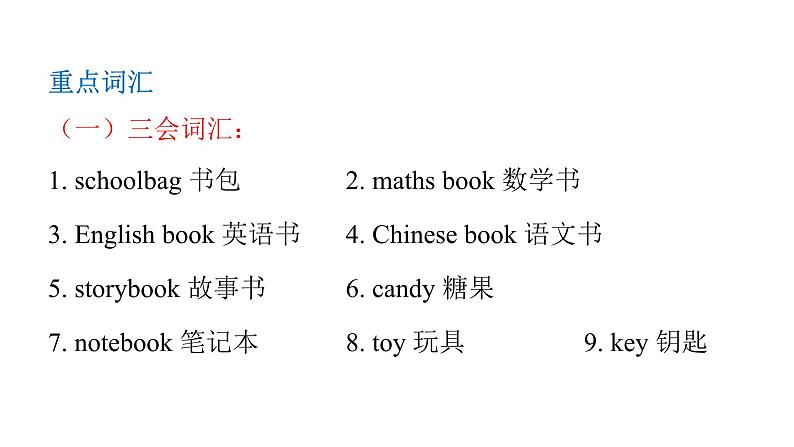 PEP版小学英语四年级上册Unit 2 My schoolbag单元知识汇总课件03