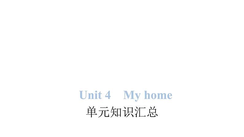 PEP版小学英语四年级上册Unit 4 My home单元知识汇总课件第1页