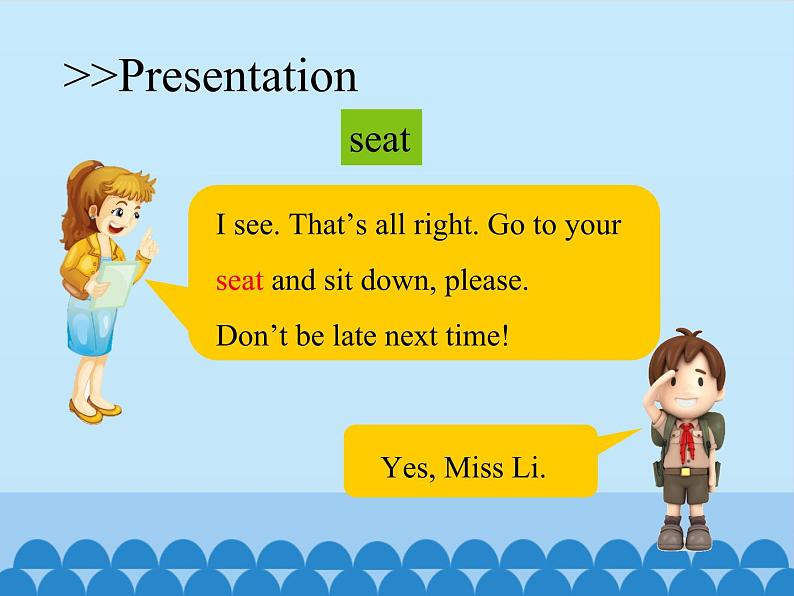 科普版（三年级起点）小学英语五年级上册  Lesson 2   Don't be late next time!   课件07