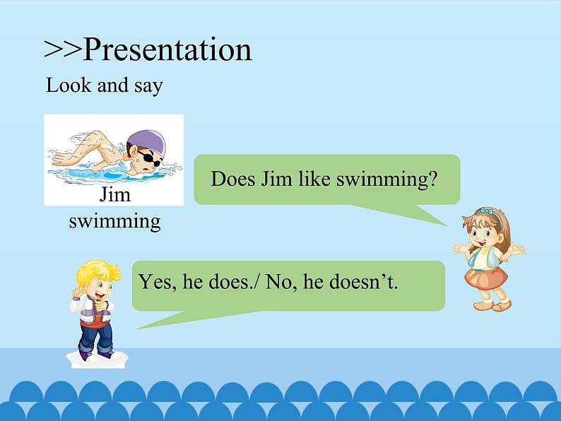 科普版（三年级起点）小学英语五年级上册 Lesson 4   Does Jim like swimming  课件106