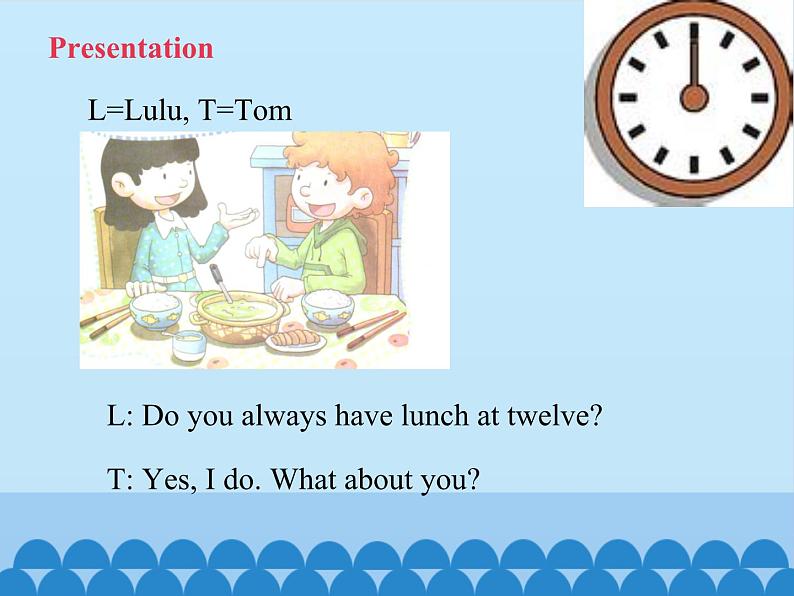 科普版（三年级起点）小学英语五年级下册 Lesson 9   Do you always have lunch at twelve   课件1第4页