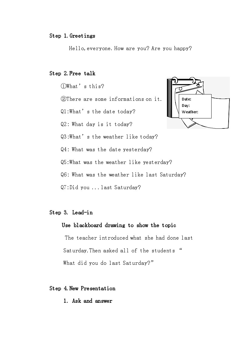 科普版（三年级起点）小学英语六年级下册 Lesson 4   What did you do last Saturday   教案603
