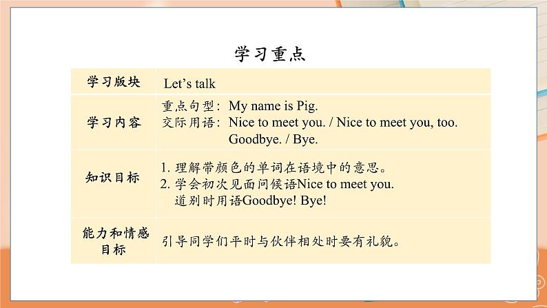 Lesson 3 Nice to meet you. (1) 科普英语3上教学课件+教案03