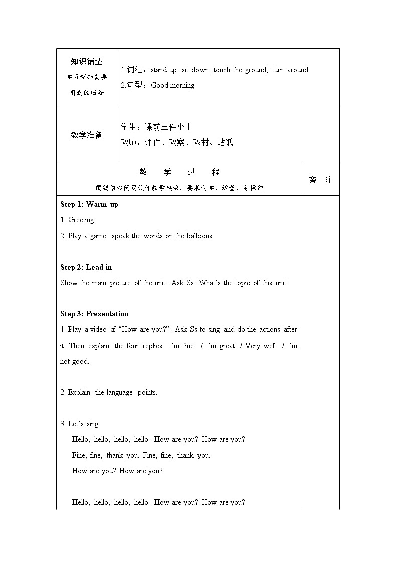 Unit 3 Look at me!   PA Let’s talk & Let’s play（教案）人教PEP版英语三年级上册第2页