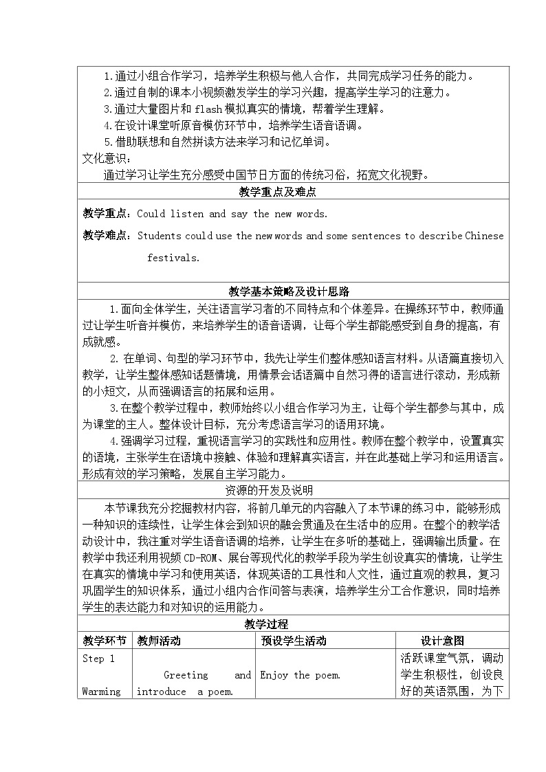 沪教版（六三制三起）小学五年级英语下册 Module 4 Unit 11 Chinese festivals    教案402