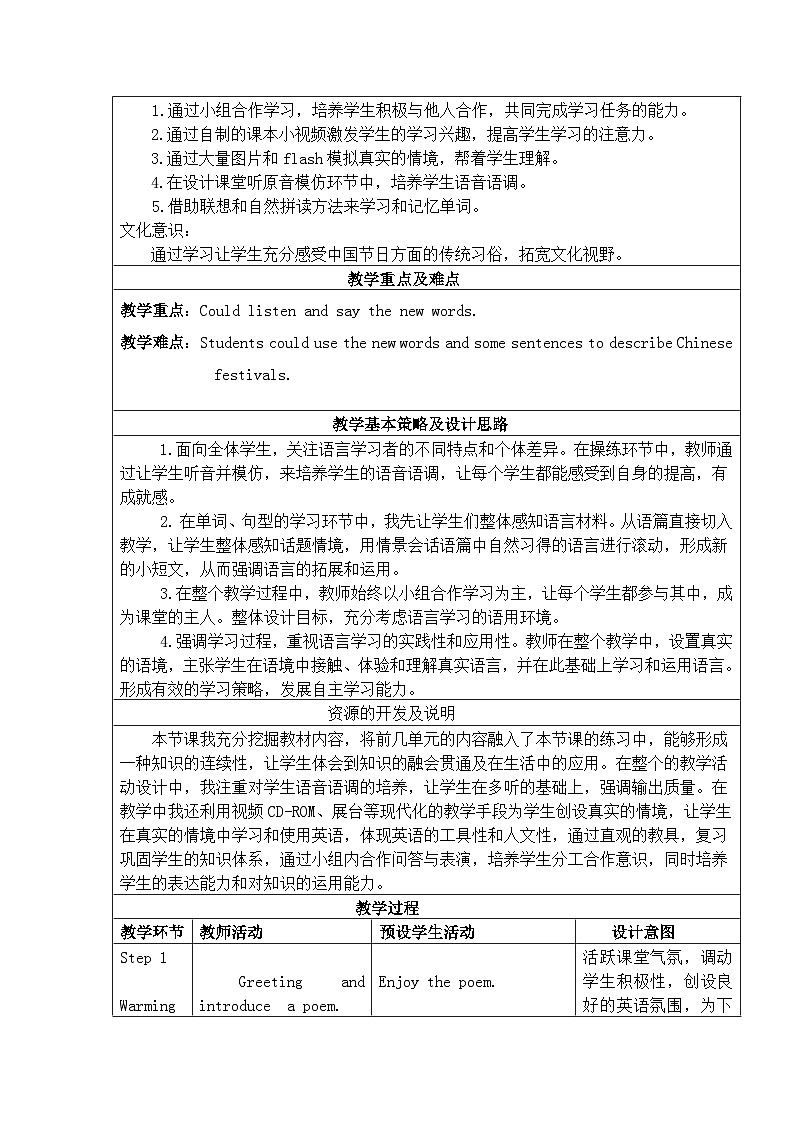 沪教版（六三制三起）小学五年级英语下册 Module 4 Unit 11 Chinese festivals    教案402