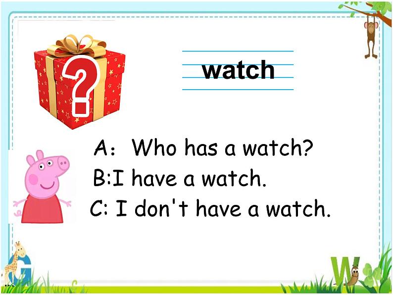 接力版（三年级起点）小学英语四年级下册  Lesson 10   Who has a watch？   课件102