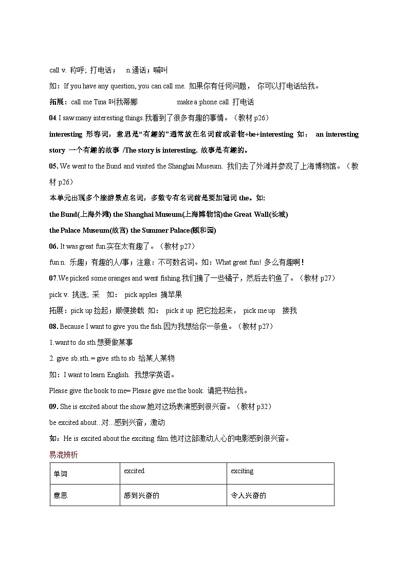 【期中重难点】译林版英语六年级上册--Unit3《Holiday fun》教材重难点讲学案03