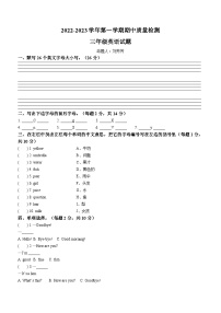 2022-2023学年甘肃省定西市安定区陕旅版（三起）三年级上学期11月期中英语试卷