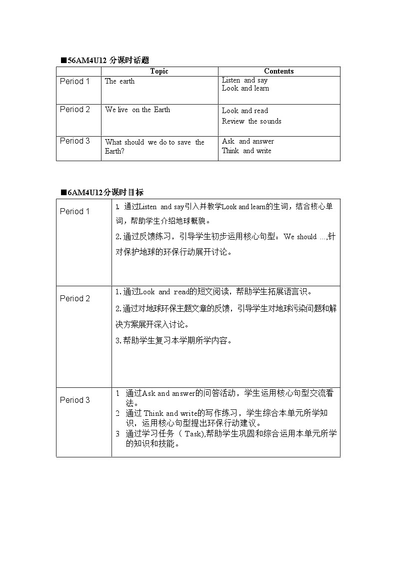 沪教版（六三制三起）小学六年级英语上册 Module 4 Unit  12  The Earth  教案3第3页