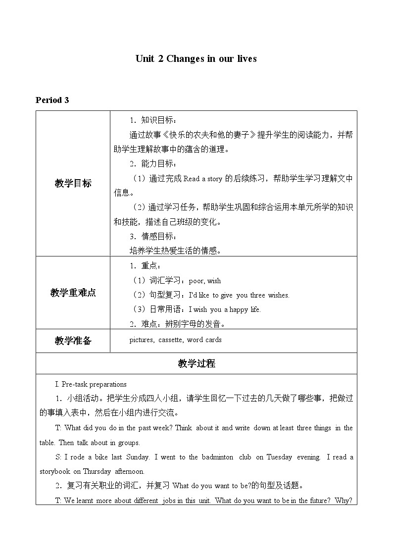 沪教版（六三制三起）小学六年级英语下册 Module 1 Unit  2  Changes in our lives   教案2第1页