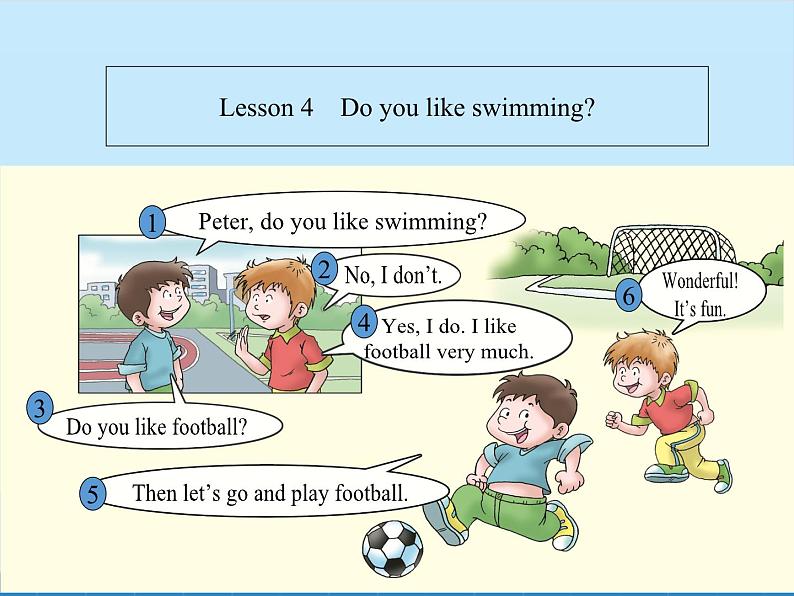 川教版（三年级起点）小学英语四年级上册  Lesson 4  Do You Like Swimming    课件1第2页