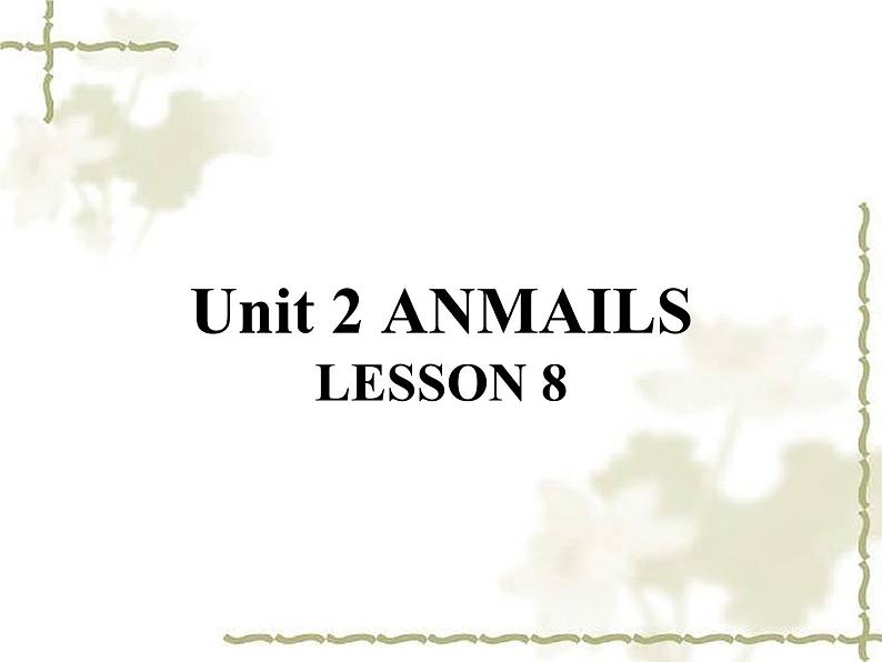 清华大学版小学英语一年级上册  UNIT 2   ANIMALS Lesson 8   课件第1页