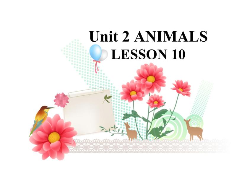 清华大学版小学英语一年级上册  UNIT 2   ANIMALS Lesson 10   课件01