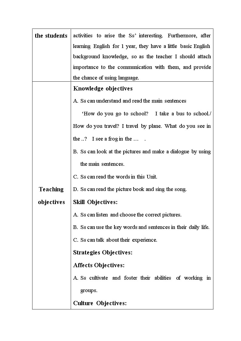 清华大学版小学英语一年级下册  UNIT 3 MEANS OF TRANSPORT Lesson 21   教案1第2页