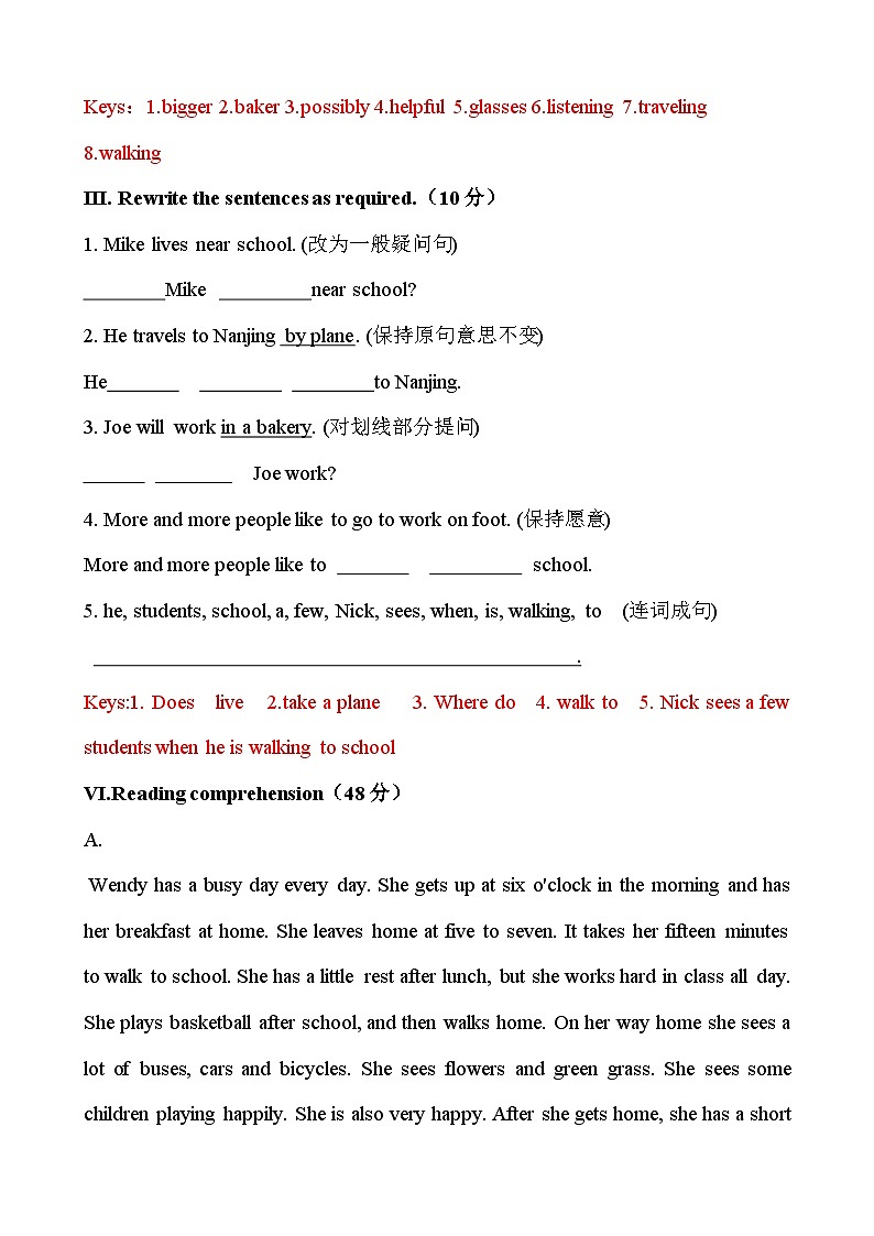 Unit 6 Unit6 Going to school【B卷（能力提升）】-2023-2024学年六年级英语上册单元速记•巧练（牛津上海版）（解析版）第3页