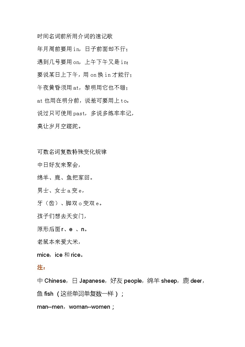 小学1-6年级英语语法巧记宝典第1页