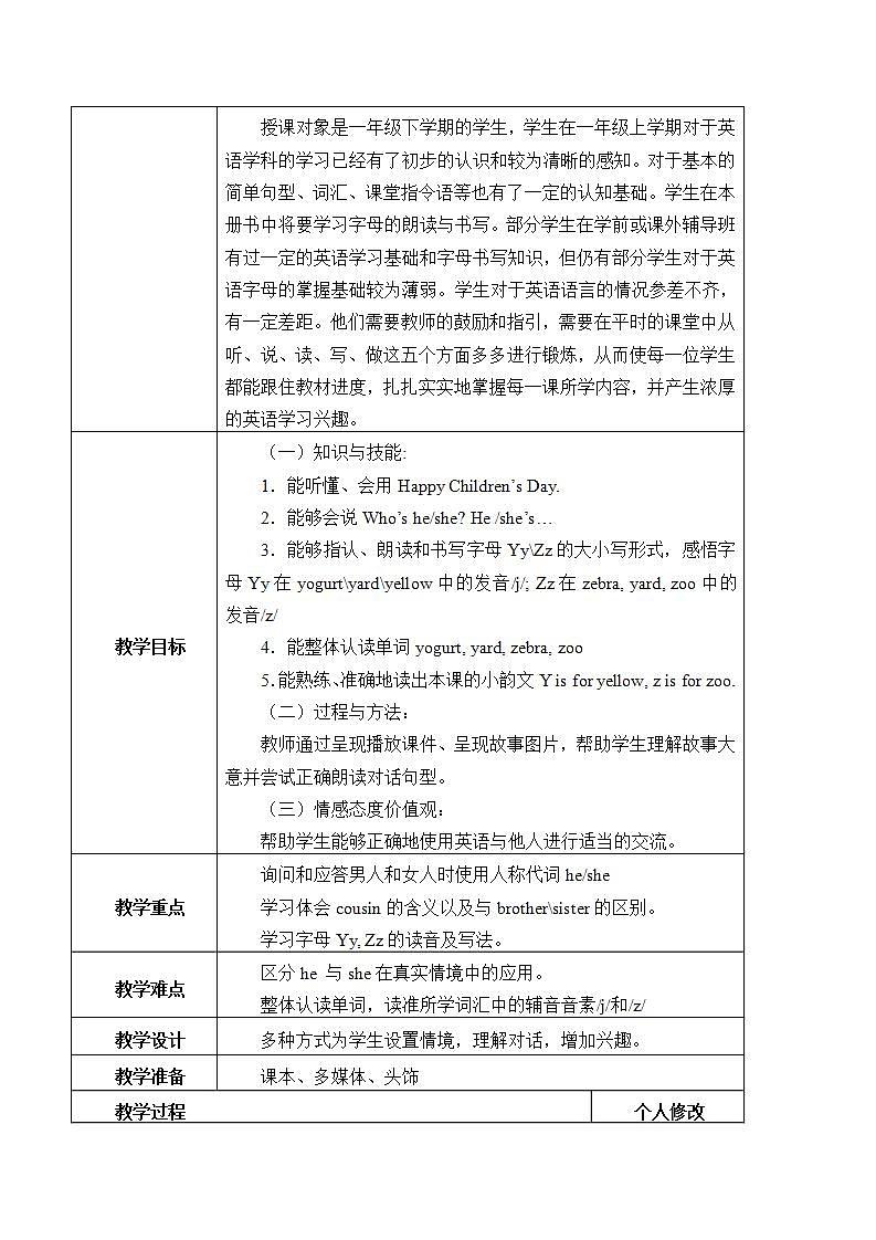 北京版小学一年级英语下册   UNIT FIVE  Lesson 19  教案02