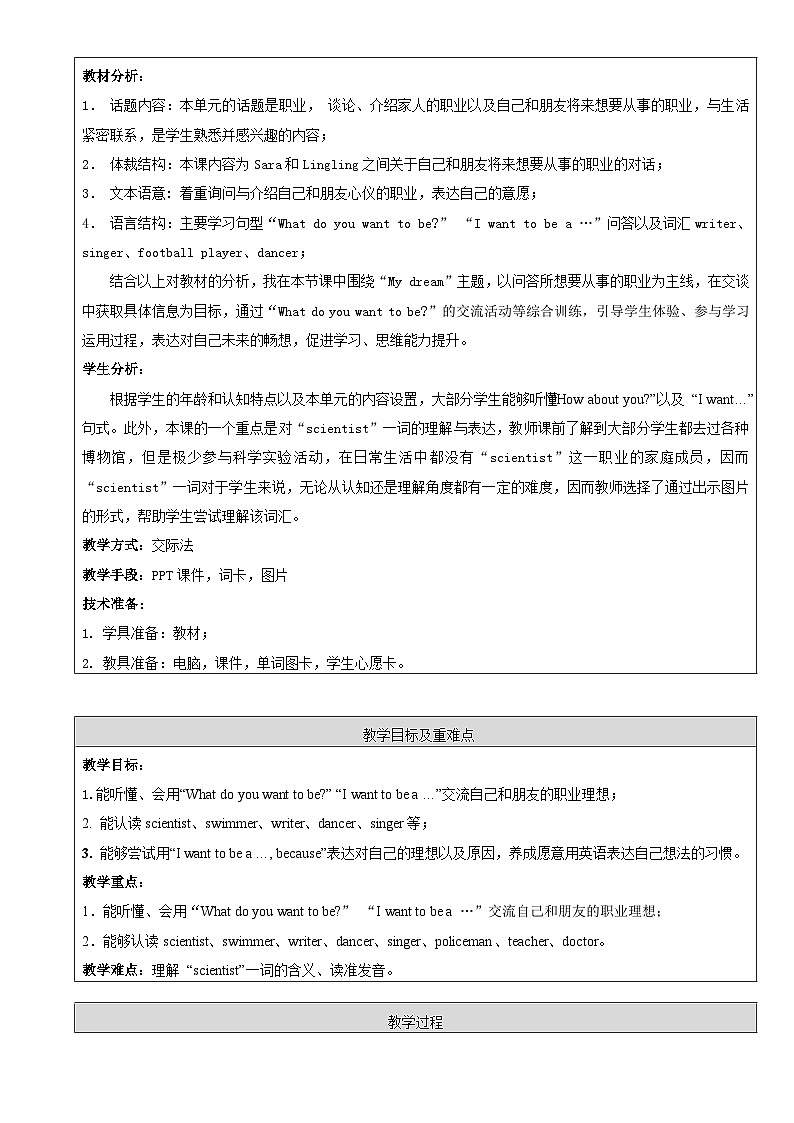 北京版小学三年级英语下册 UNIT SEVEN  I WANT TO BE A TEACHER-Lesson 23   教案102