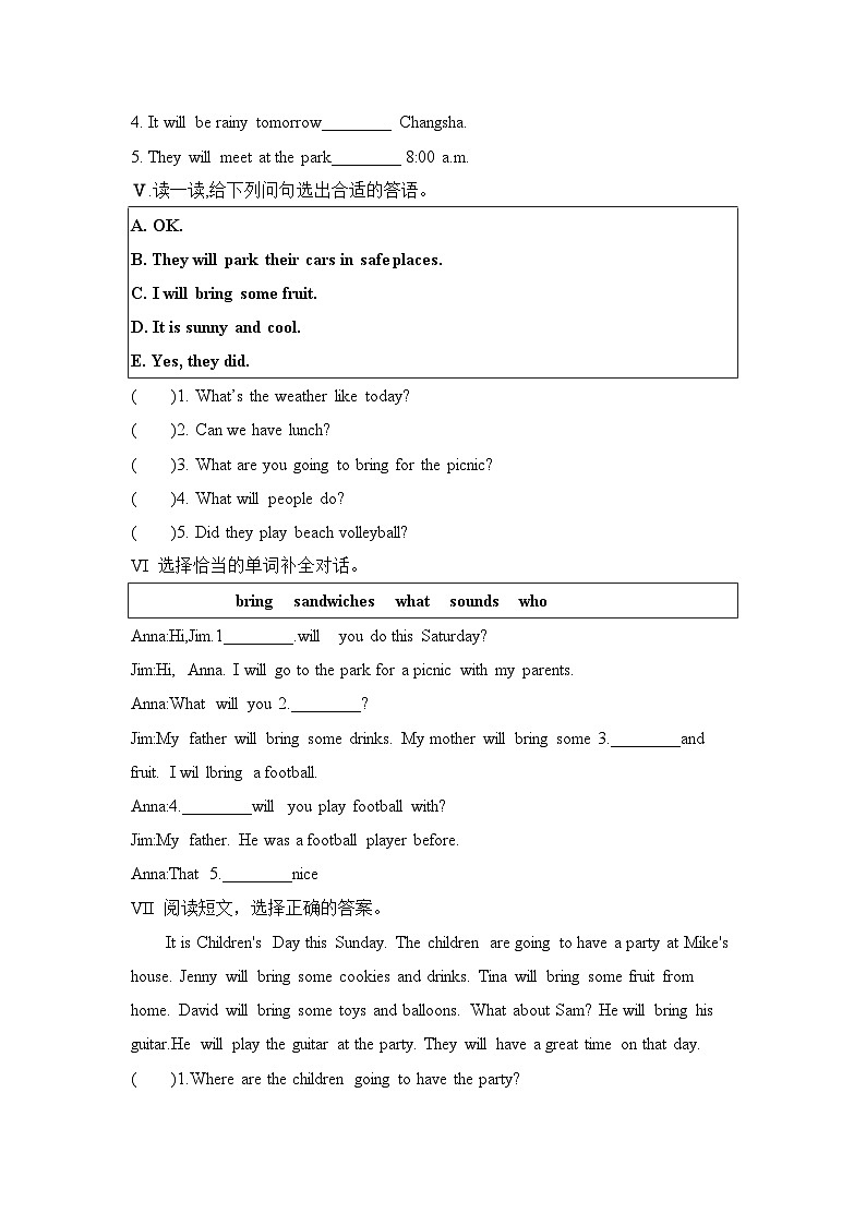 Unit 6 I will bring a big bottle of orange juice 第2课时（同步练）湘少版（三起）英语六年级上册02