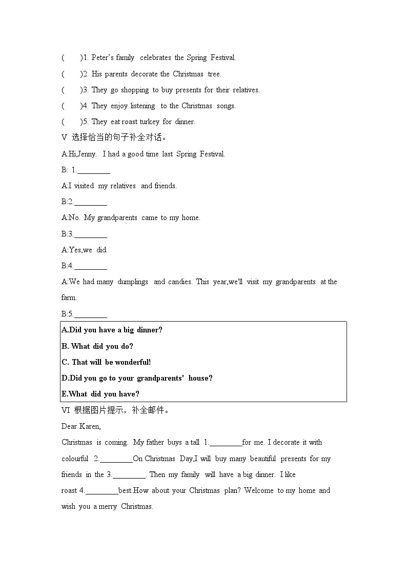 Unit 12 It’s Christmas again! 第2课时（同步练）湘少版（三起）英语六年级上册02