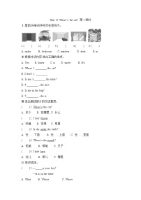 湘少版四年级上册Unit  11  Where's the cat?第2课时课时训练