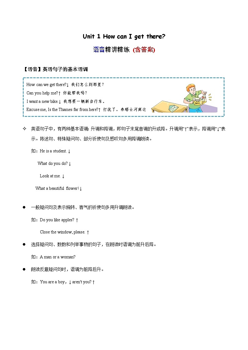 Unit1语音（复习讲义）-2023-2024学年六年级英语上册单元速记·巧练（人教PEP版）第1页