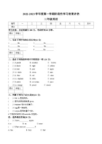 2022-2023学年甘肃省定西市岷县陕旅版（三起）三年级上学期期末英语试卷