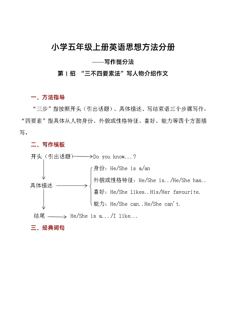 【英语思想方法系列】 写作提分法4招  小学五年级英语上册 （最新PEP版）01