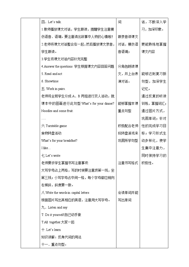 川教版英语四上 Unit2 Lesson4《What 's for your breakfast》教案第2页