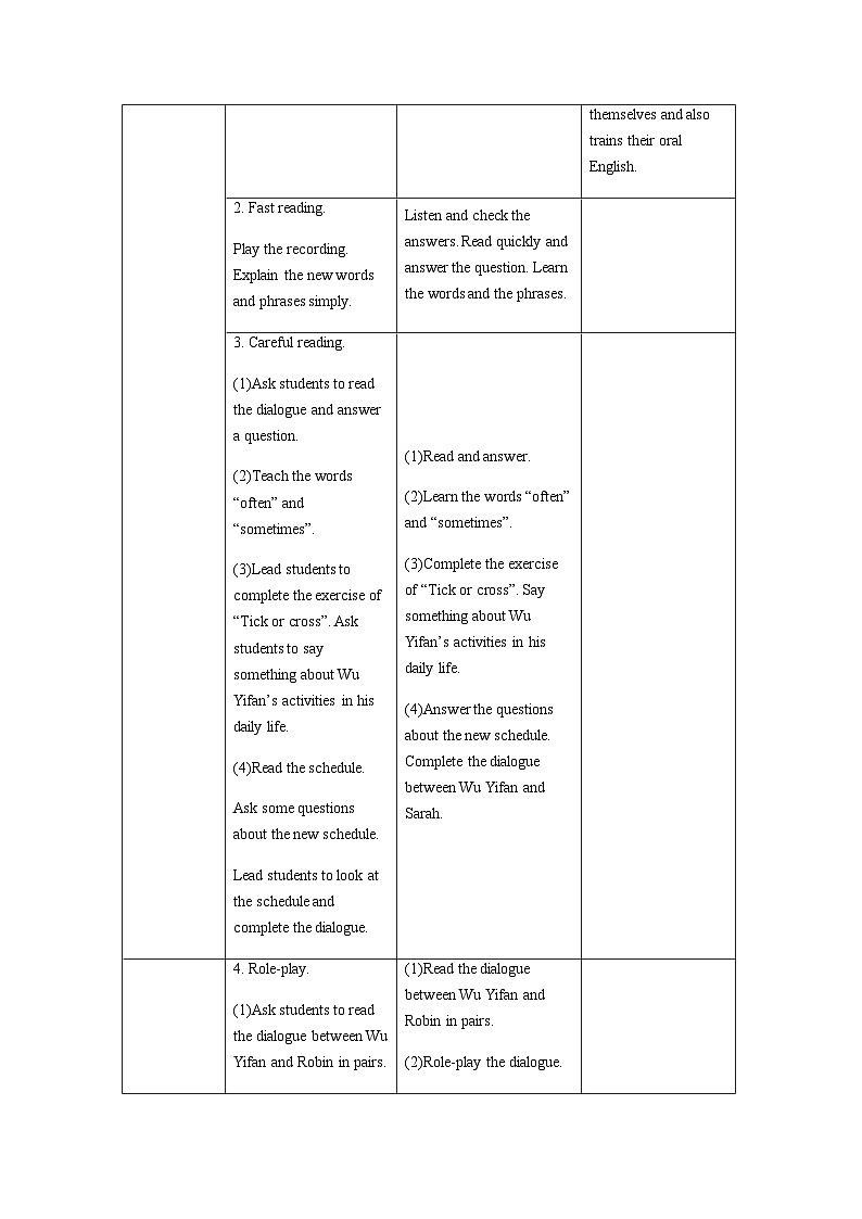 Unit2 My week    Part B read and write（教案）人教PEP版英语五年级上册03