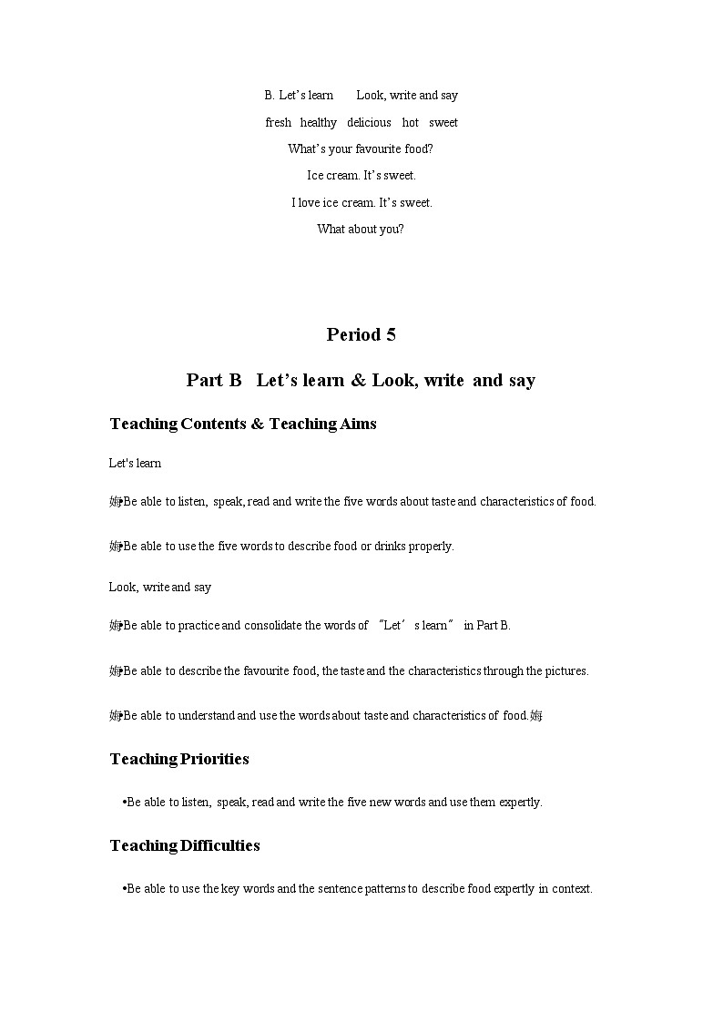 Unit 3 What would you like Part B Let’s learn & Look, write and say（教学设计）人教PEP版英语五年级上册03