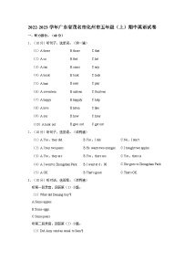 2022-2023学年广东省茂名市化州市五年级上学期期中英语试卷（含解析）