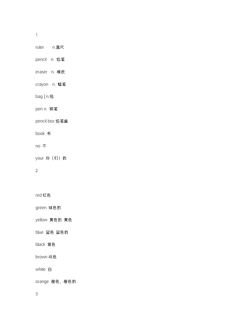 小学1-6年级必备英语单词表第1页