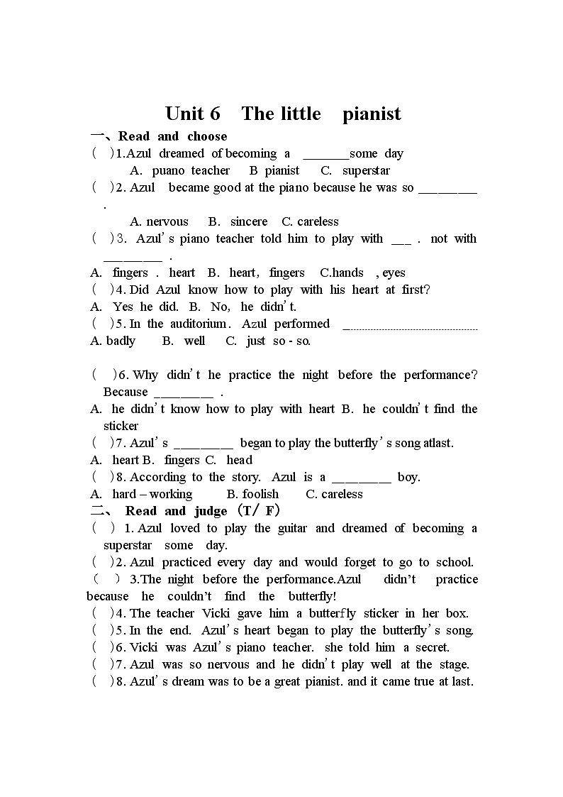 译林版英语六年级下册《快乐阅读》U5-U8&《朗文》U3-U4第2页