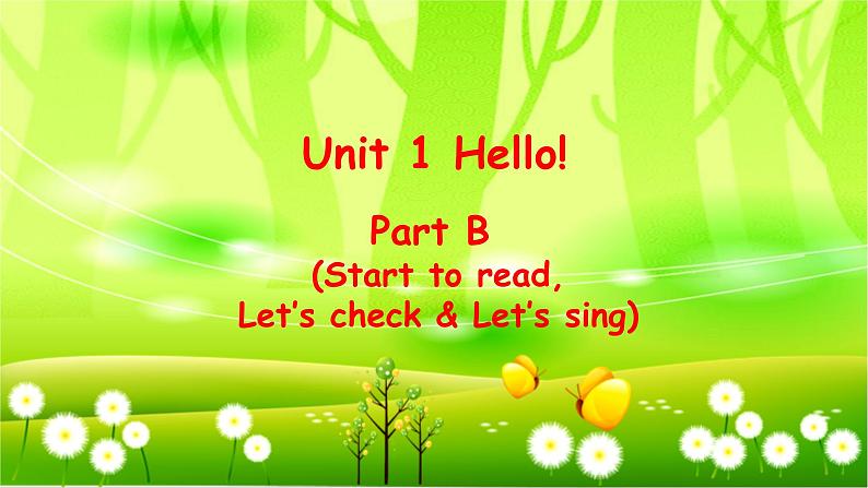 人教版(PEP)英语三年级上册Unit 1 Hello!Part B(Start to read,Let’s check & Let’s sing)课件01