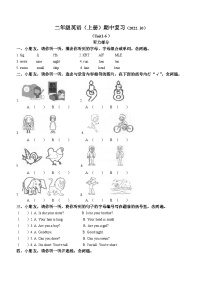 72，2022-2023学年广东省深圳市罗湖区沪教牛津版（深圳用）二年级上学期英语期中试卷(无答案)