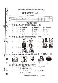 广东省湛江市廉江市良垌镇第五小学2023-2024学年五年级上学期11月期中英语试题