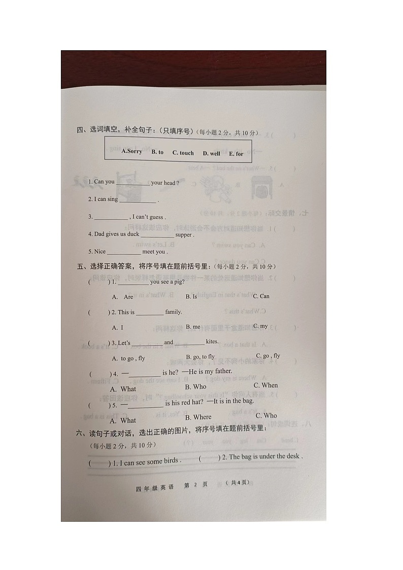 河南省商丘市民权县2023-2024学年四年级期上学期期中英语试题第2页