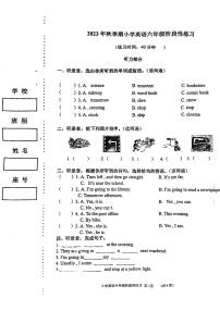 广西壮族自治区贵港市平南县2023-2024学年六年级上学期11月期中英语试题