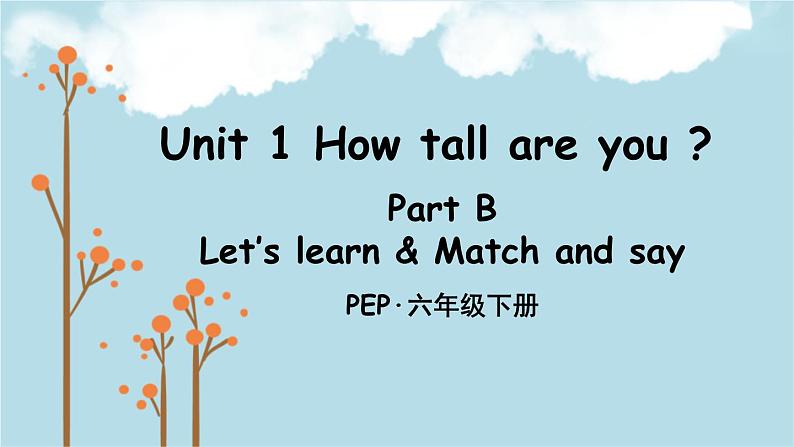 人教PEP版英语 六年级下册 Unit 1 Part B 第1课时 课件+音视频素材01