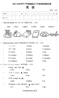 河南省平顶山市高新区2021-2022学年六年级下学期期末英语试题