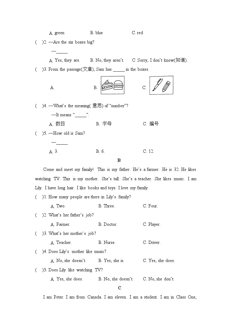 【期末复习】人教pep版 2023-2024学年四年级英语上册期末复习 专题04 阅读理解-专项训练02