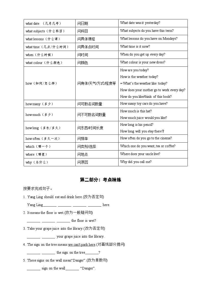 【期末复习】（译林三起）小学英语 2023-2024学年六年级上册 专题训练 专题03 句型转换方法精讲+考题精练（含答案）03