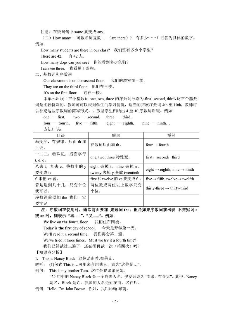 江苏译林版五年级英语上册第二单元知识总结及练习+答案第2页