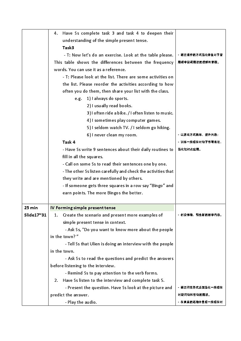 一般现在时（教学设计）人教PEP版英语六年级上册03